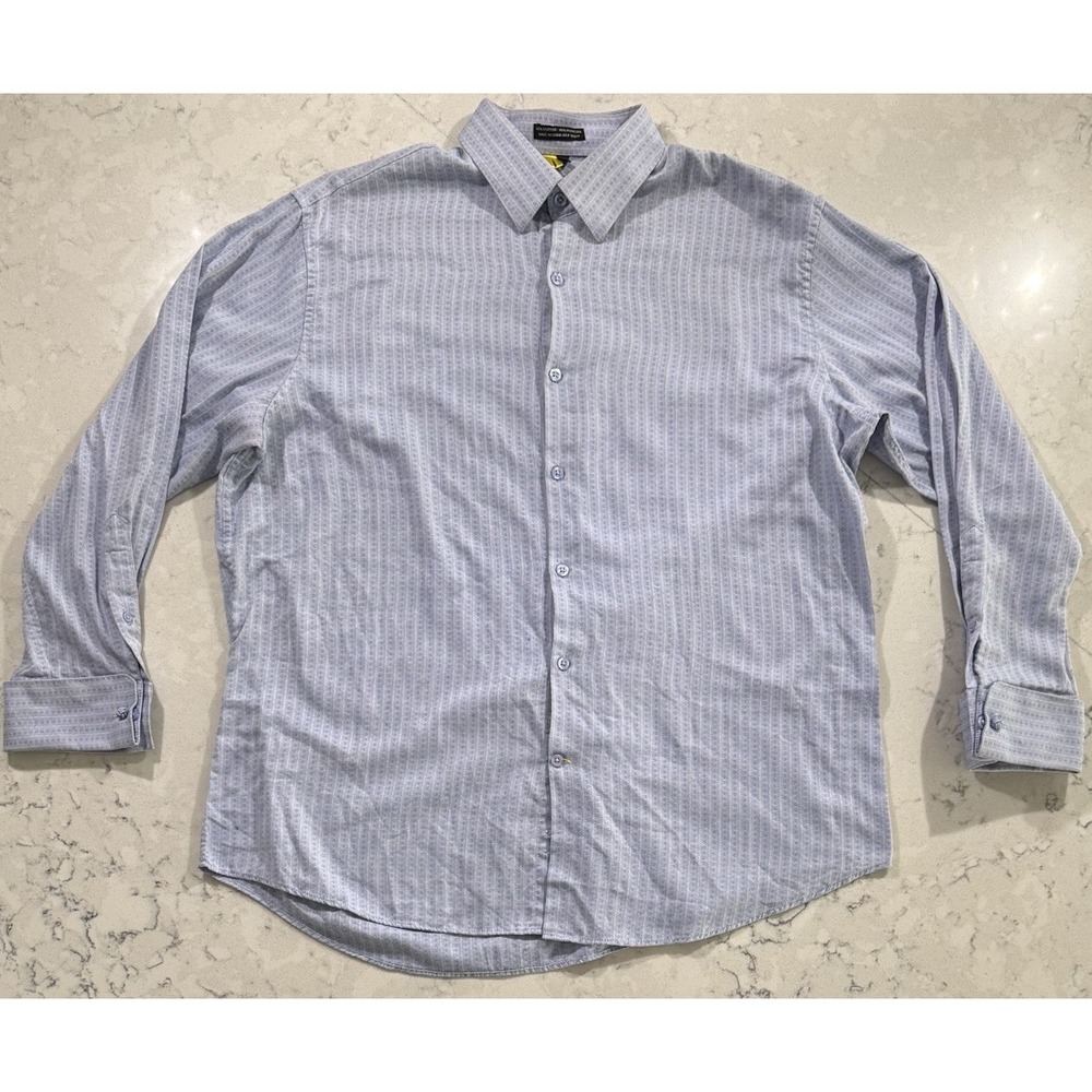 Stacy Adams Dress Shirt Mens 16.5 32/33 Light Blue Striped Long Sleeve Button Up